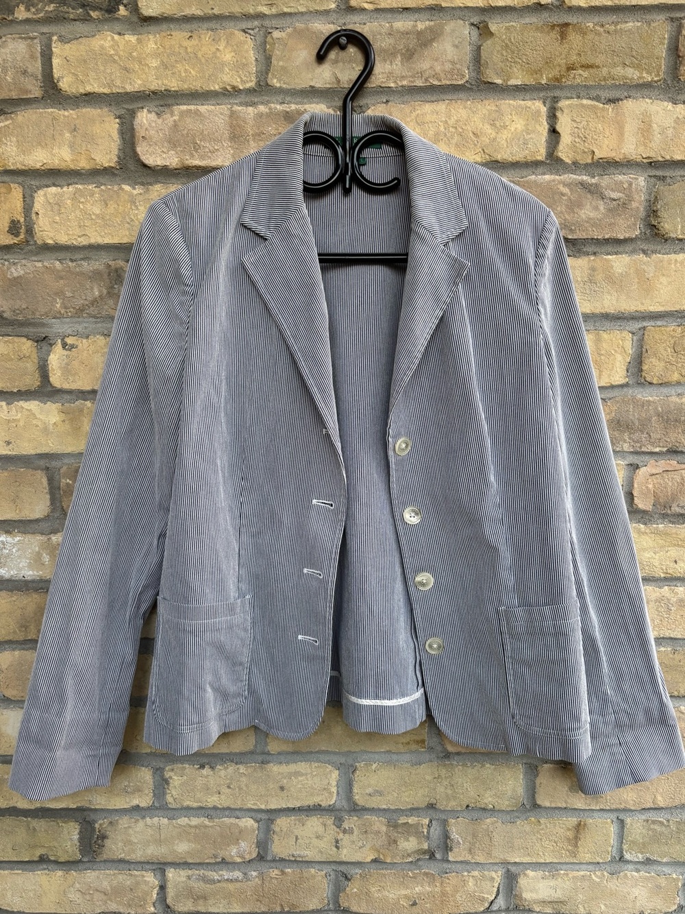 Ralph Lauren Vintage 90s Preppy Seersucker Blue White Blazer